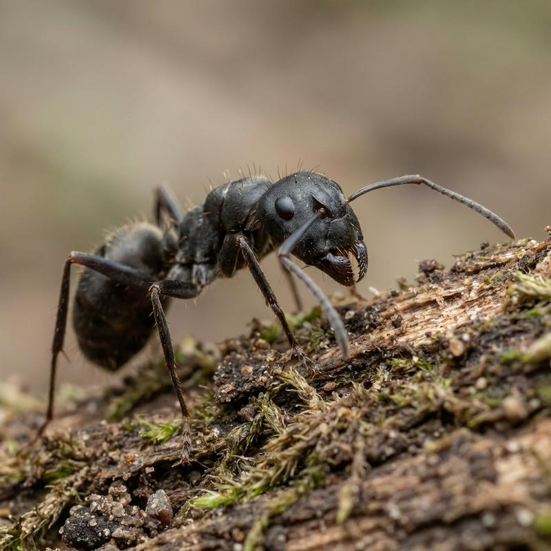 Grauschwarze Sklavenameise (Formica fusca), KI-Illustration