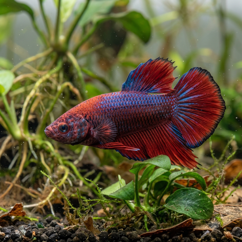 Siamesischer Kampffisch (Betta splendens), KI-Illustration