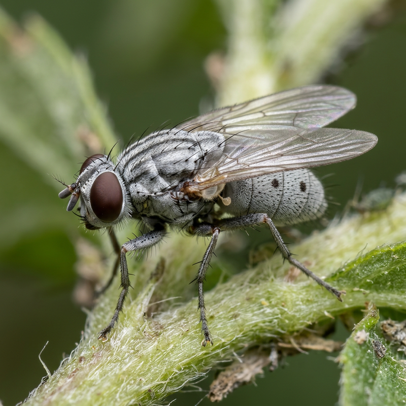 Silberfliege (Gattung Leucopis) (Leucopis), KI-Illustration