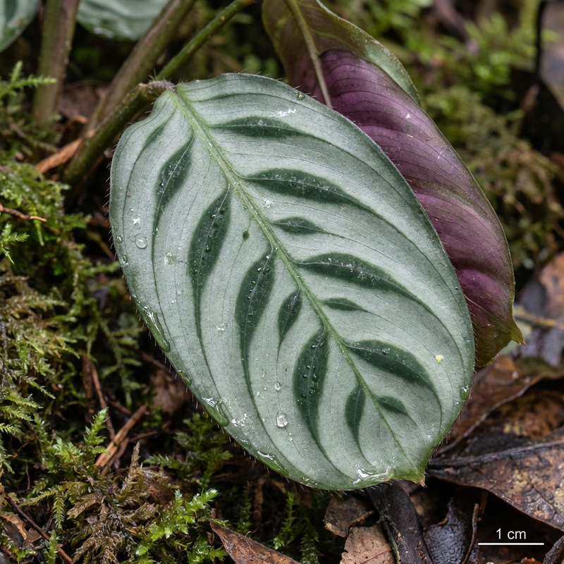 Silbernetzblatt (Ctenanthe burle-marxii), KI-Illustration