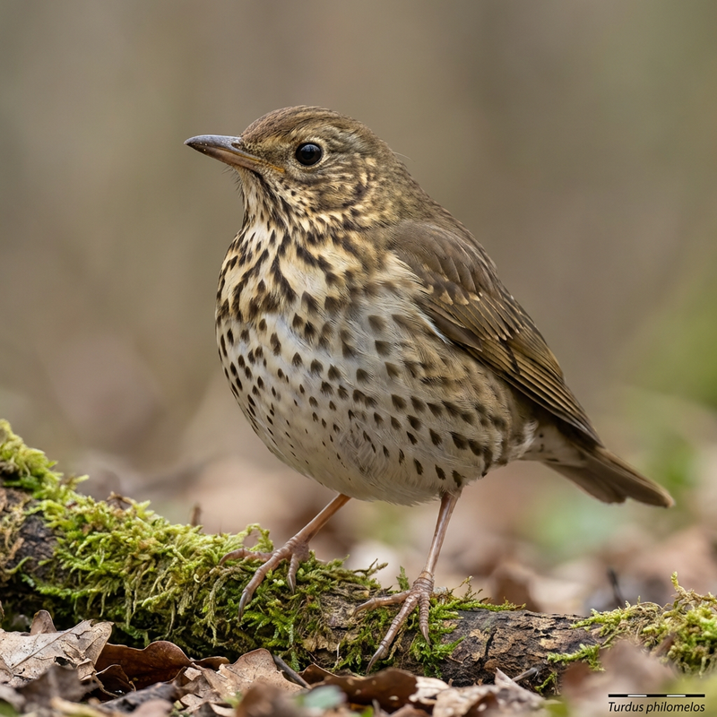 Singdrossel (Turdus philomelos), KI-Illustration