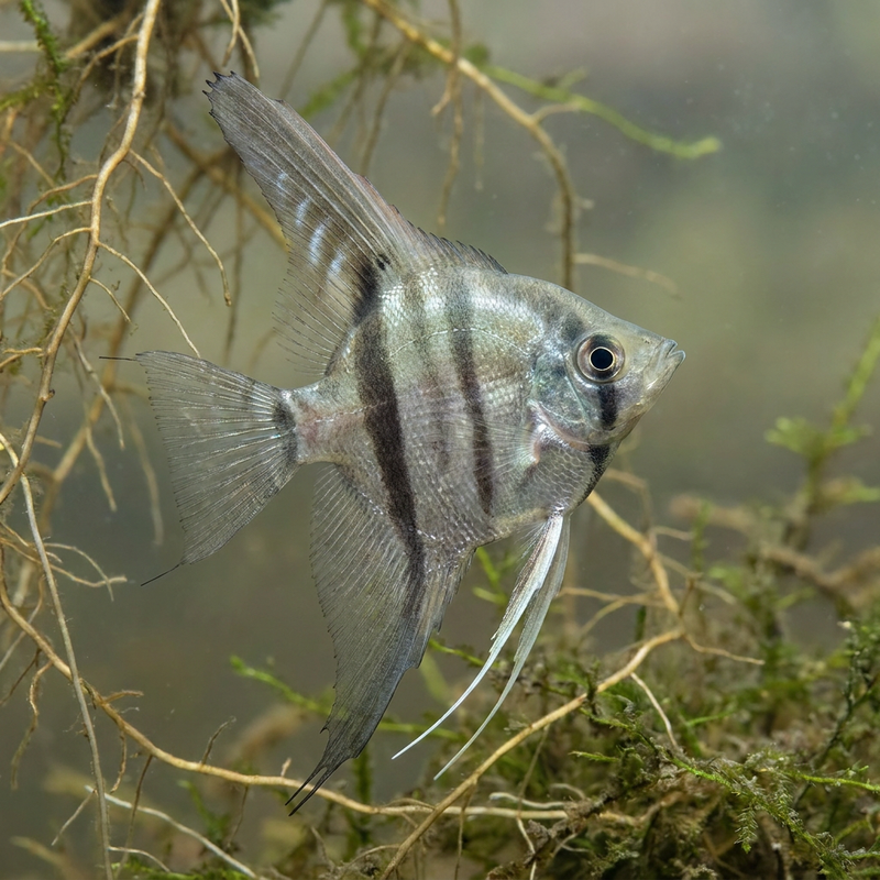 Skalar (Pterophyllum scalare), KI-Illustration