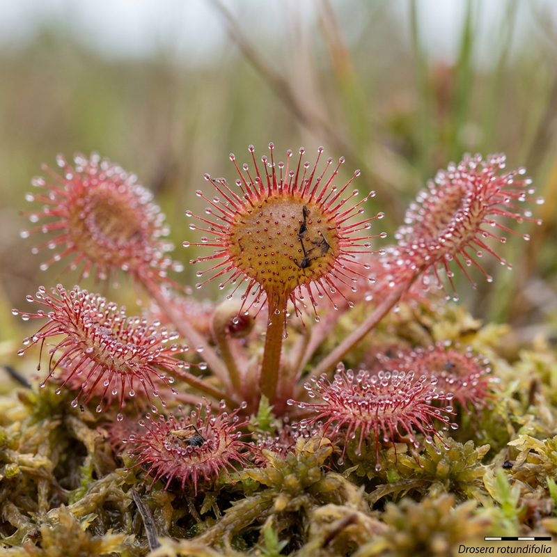 Sonnentau (Drosera rotundifolia), KI-Illustration