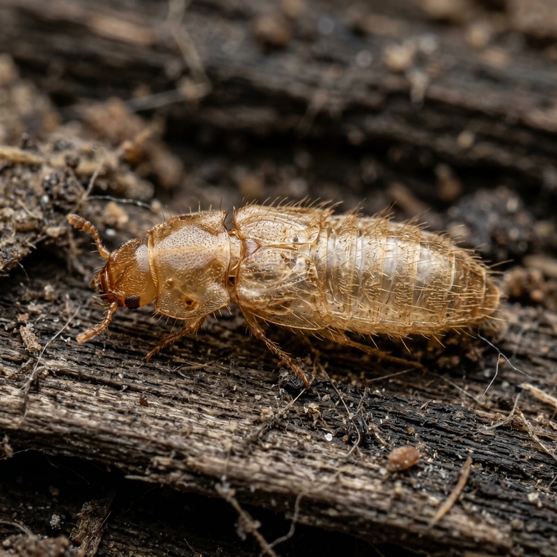 Speckkäfer-Exuvie (Dermestidae sp. (exuvia)), KI-Illustration