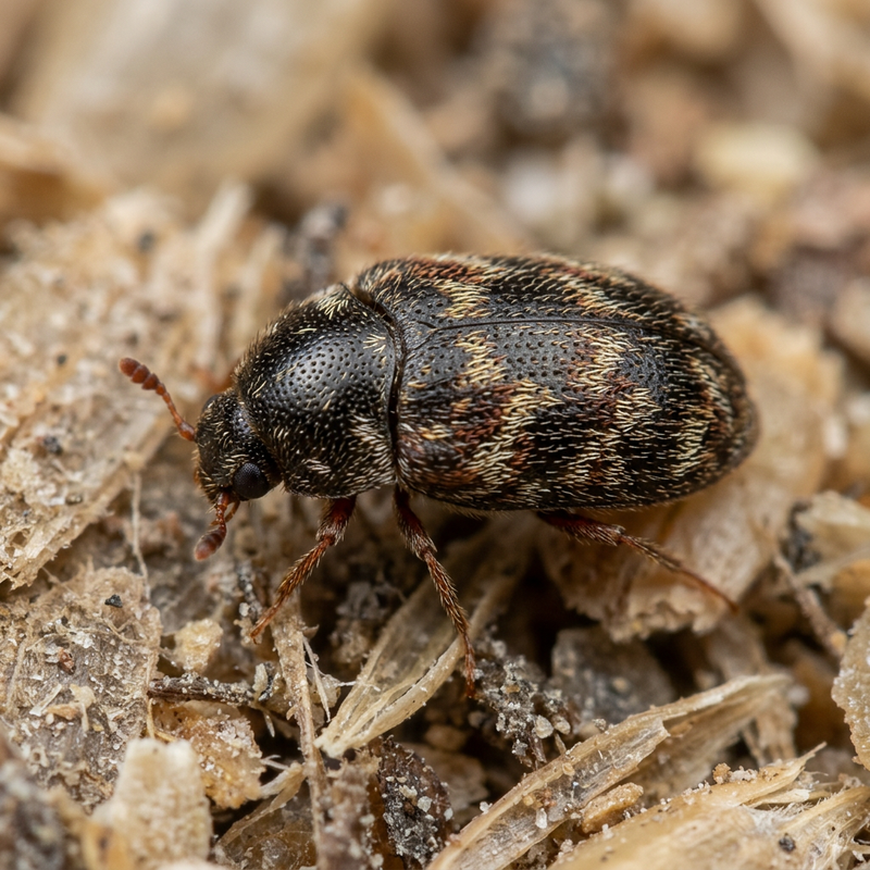 Speckkäfer (Trogoderma variabile), KI-Illustration
