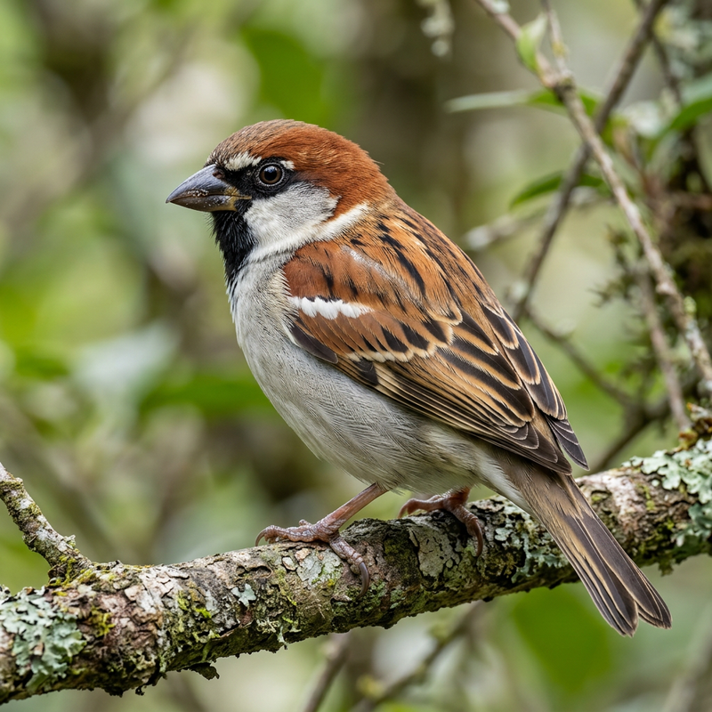 Sperling (Passer sp.) (Passer rutilans cinnamomeus), KI-Illustration