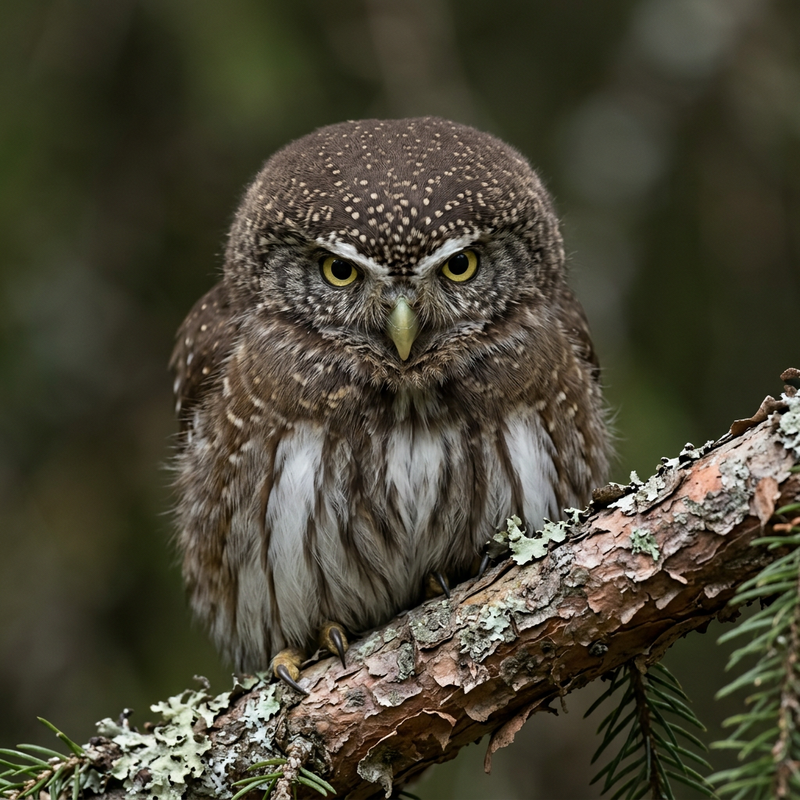 Sperlingskauz (Glaucidium passerinum), KI-Illustration