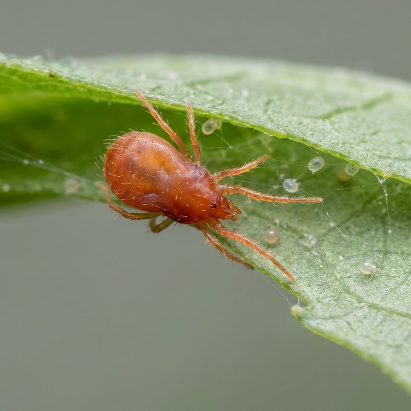 Spinnmilbenraubmilbe (Phytoseiulus persimilis), KI-Illustration