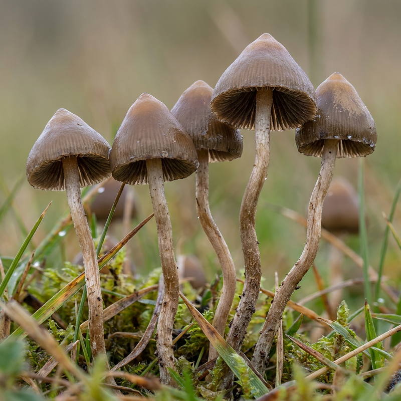 Spitzkegeliger Kahlkopf (Psilocybe semilanceata), KI-Illustration