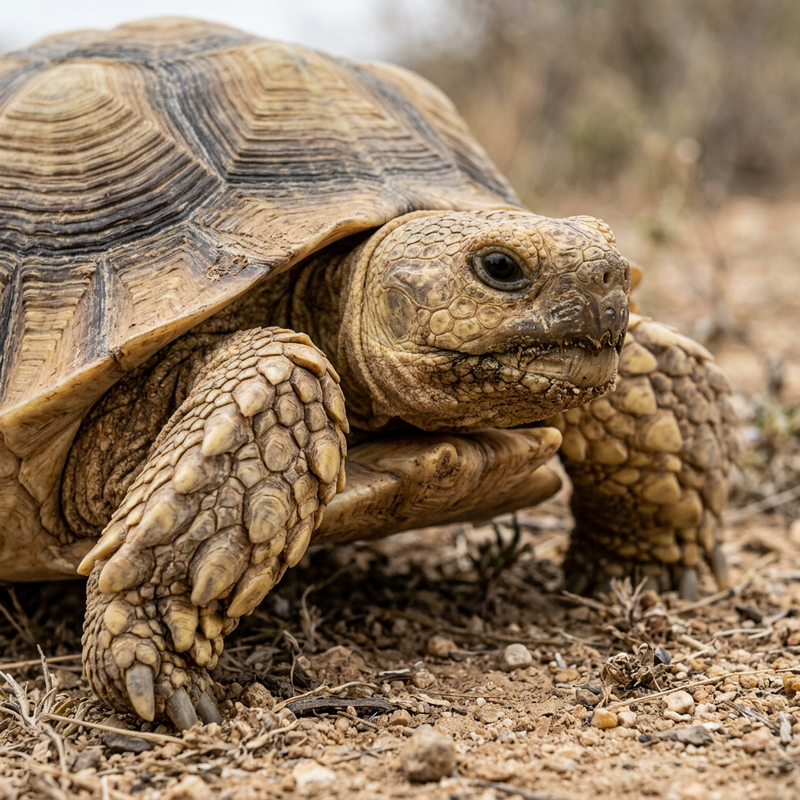 Spornschildkröte (Centrochelys sulcata), KI-Illustration
