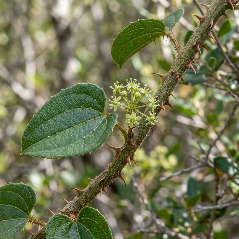 Stechende Stechwinde (Smilax aspera), KI-Illustration