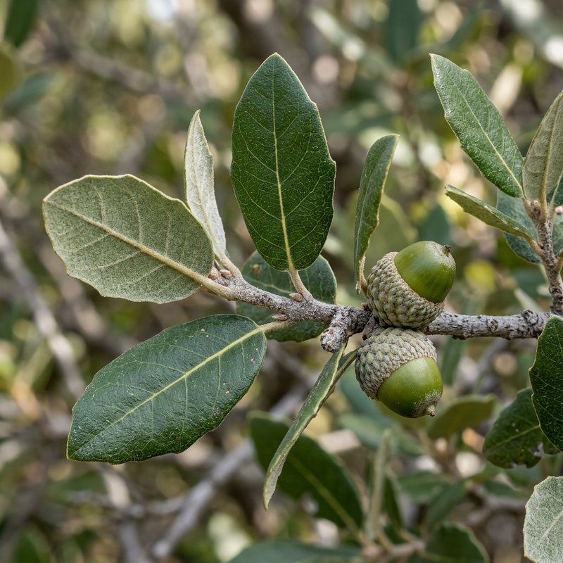 Steineiche (Quercus ilex), KI-Illustration