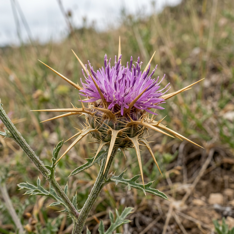 Stern-Flockenblume (Centaurea calcitrapa), KI-Illustration