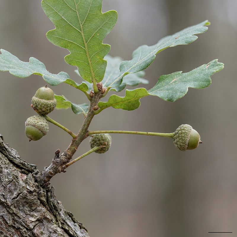 Stieleiche (Quercus robur), KI-Illustration