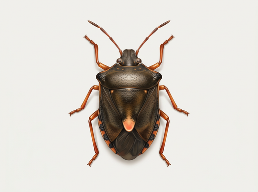 Rotbeinige Baumwanze (Pentatoma rufipes) von oben