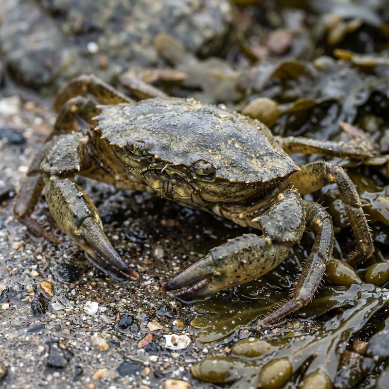 Strandkrabbe (Carcinus maenas), KI-Illustration