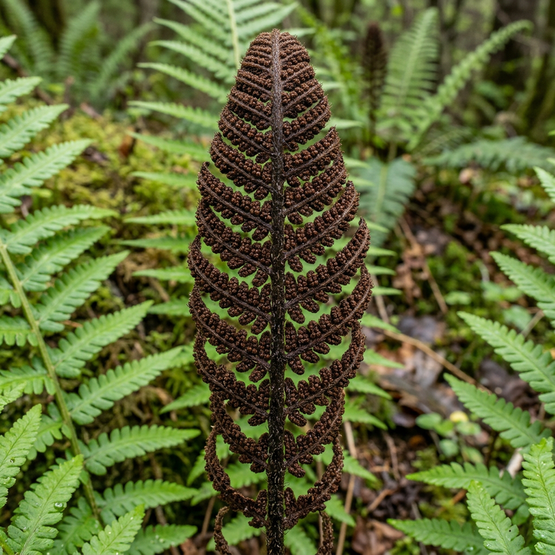 Straußenfarn (Matteuccia struthiopteris), KI-Illustration