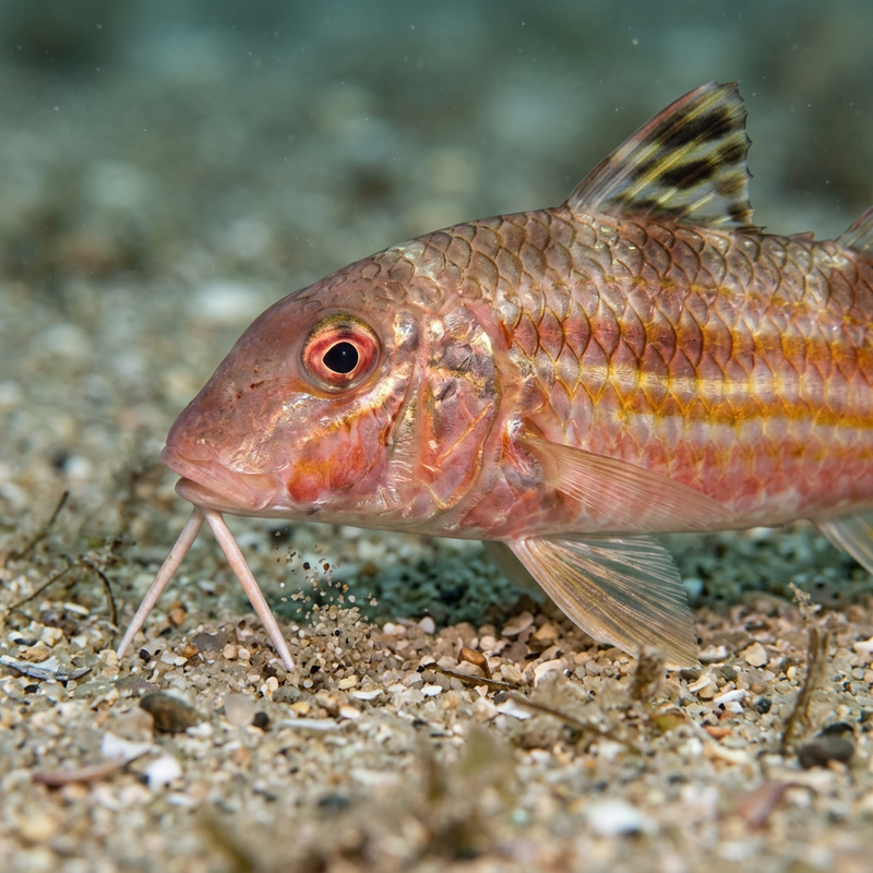 Streifen-Meerbarbe (Mullus surmuletus), KI-Illustration