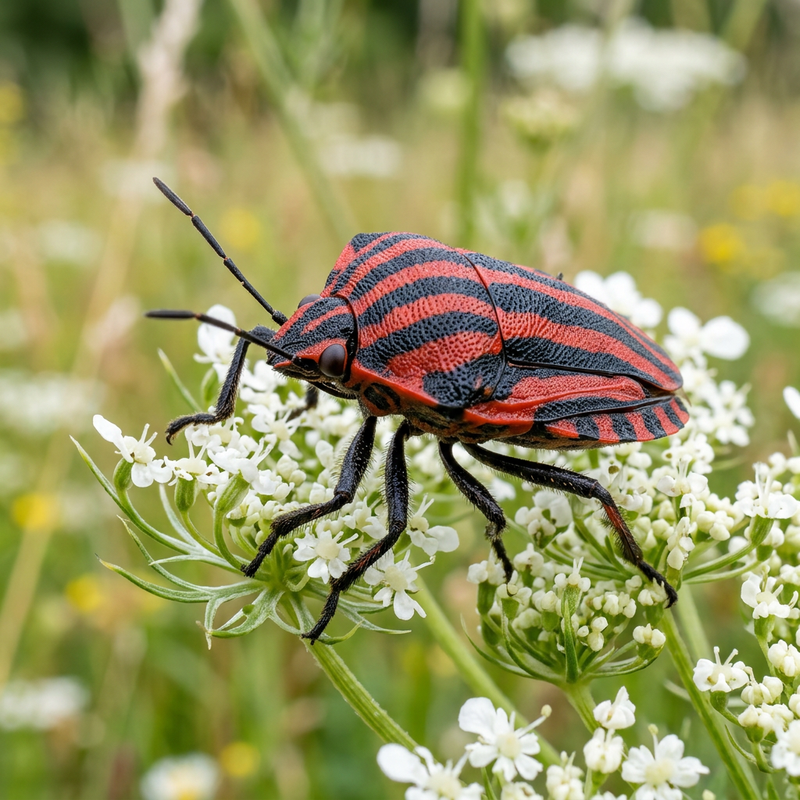 Streifenwanze (Graphosoma italicum), KI-Illustration