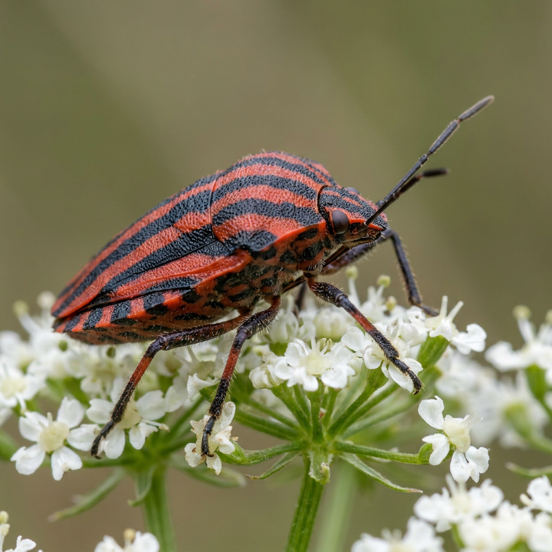 Streifenwanze (Graphosoma lineatum), KI-Illustration