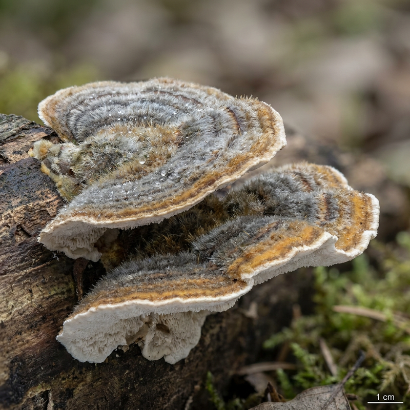Striegelige Tramete (Trametes hirsuta), KI-Illustration
