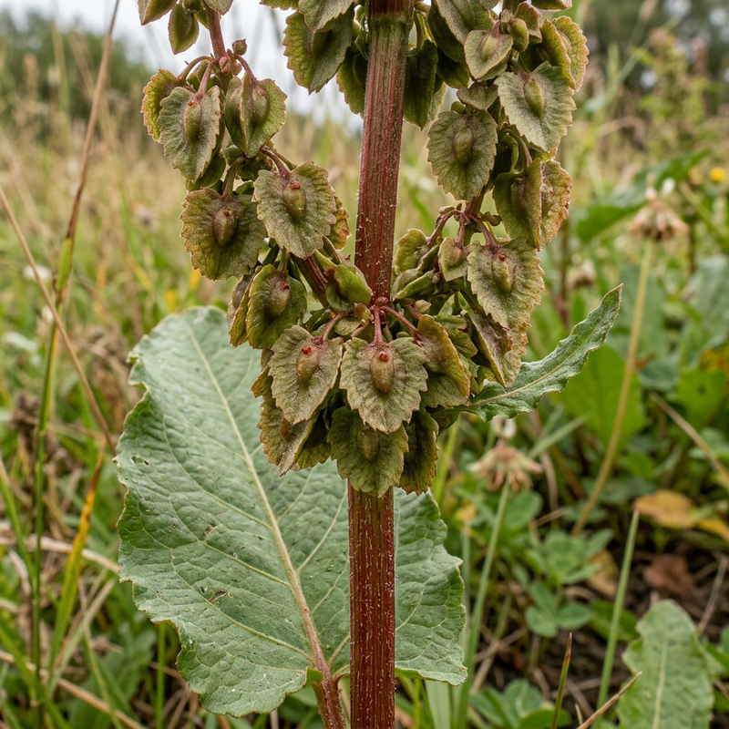 Stumpfblättriger Ampfer (Rumex obtusifolius), KI-Illustration