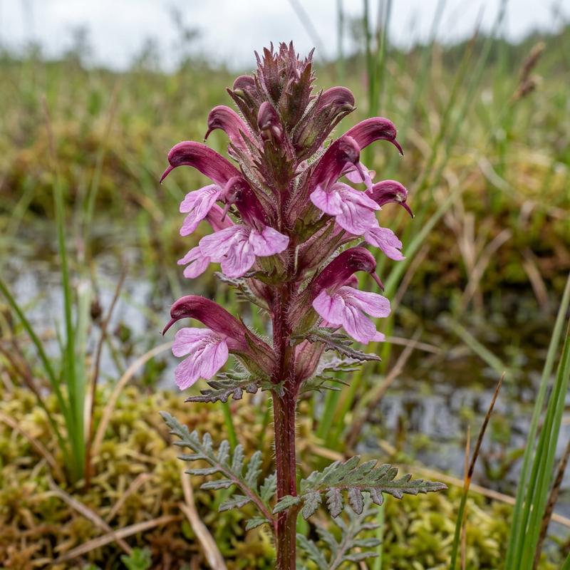 Sumpf-Läusekraut (Pedicularis palustris), KI-Illustration