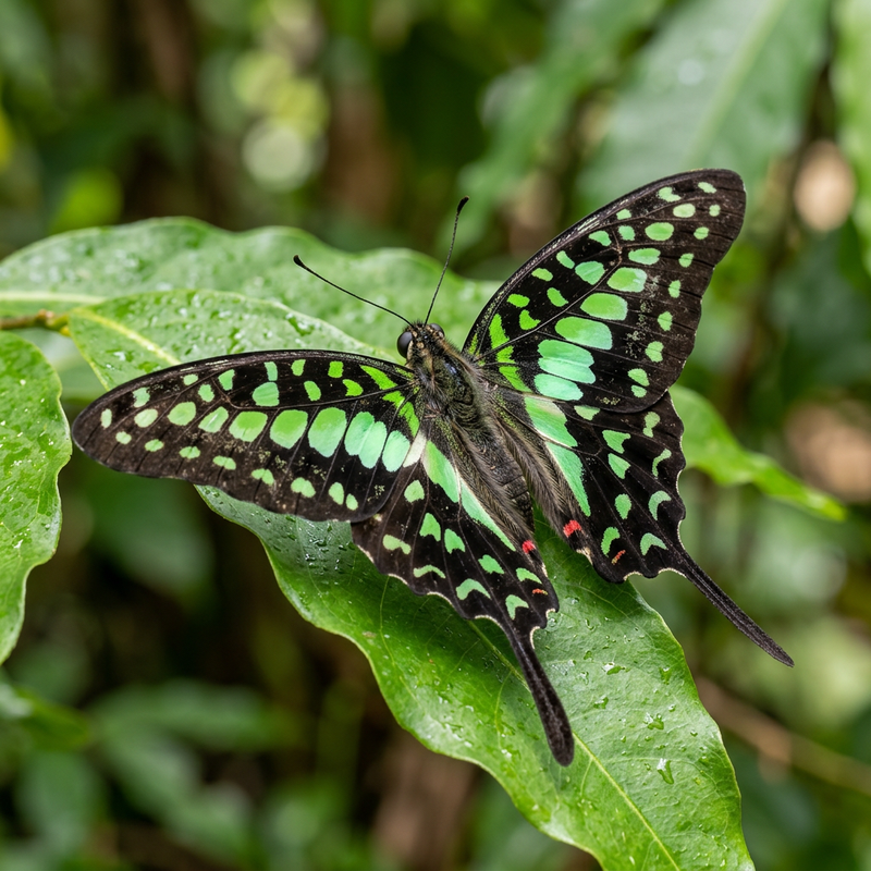 Tailed Jay (Graphium agamemnon), KI-Illustration