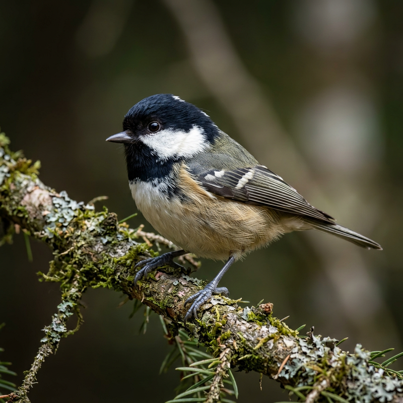 Tannenmeise (Periparus ater), KI-Illustration