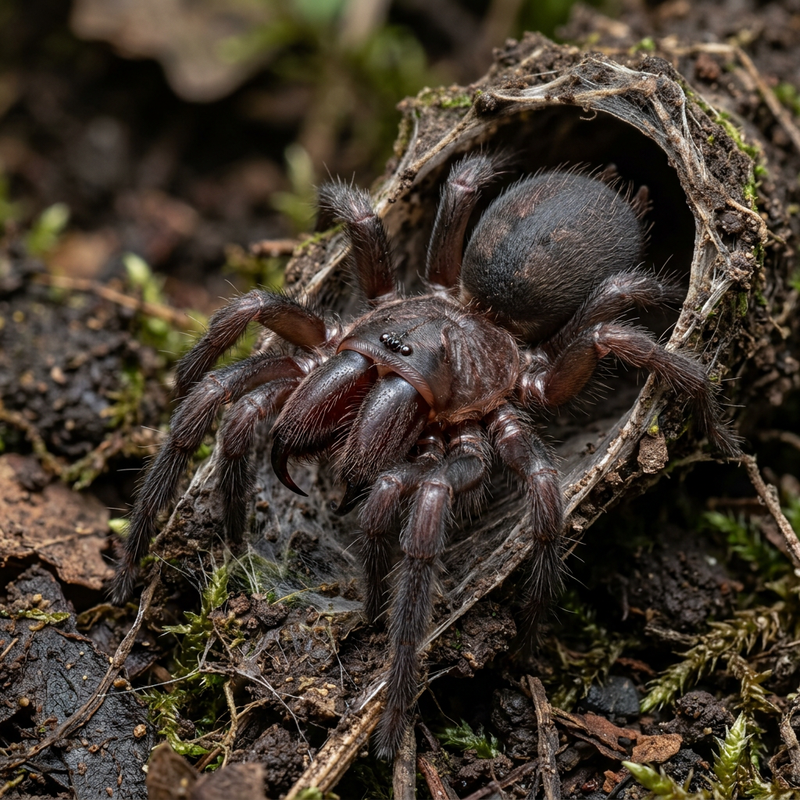 Tapezierspinne (Atypus affinis), KI-Illustration