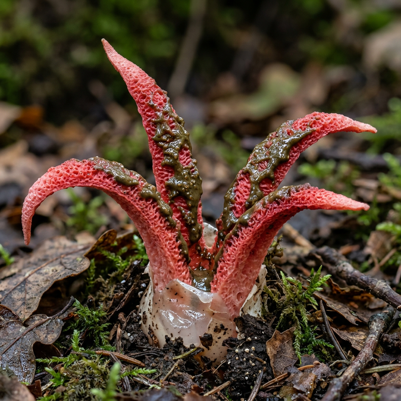 Tintenfischpilz (Clathrus archeri), KI-Illustration