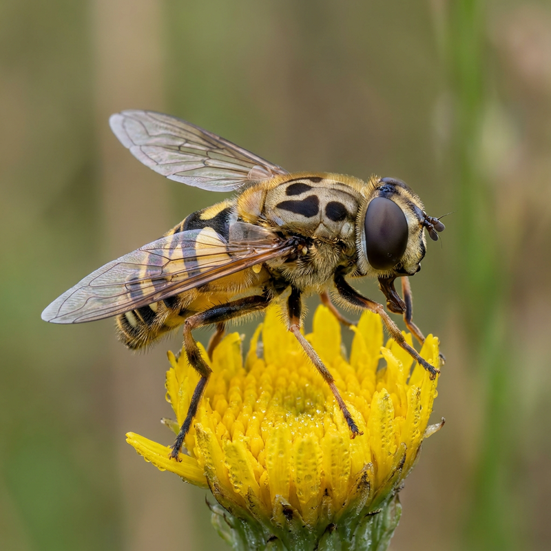 Totenkopfschwebfliege (Myathropa florea), KI-Illustration