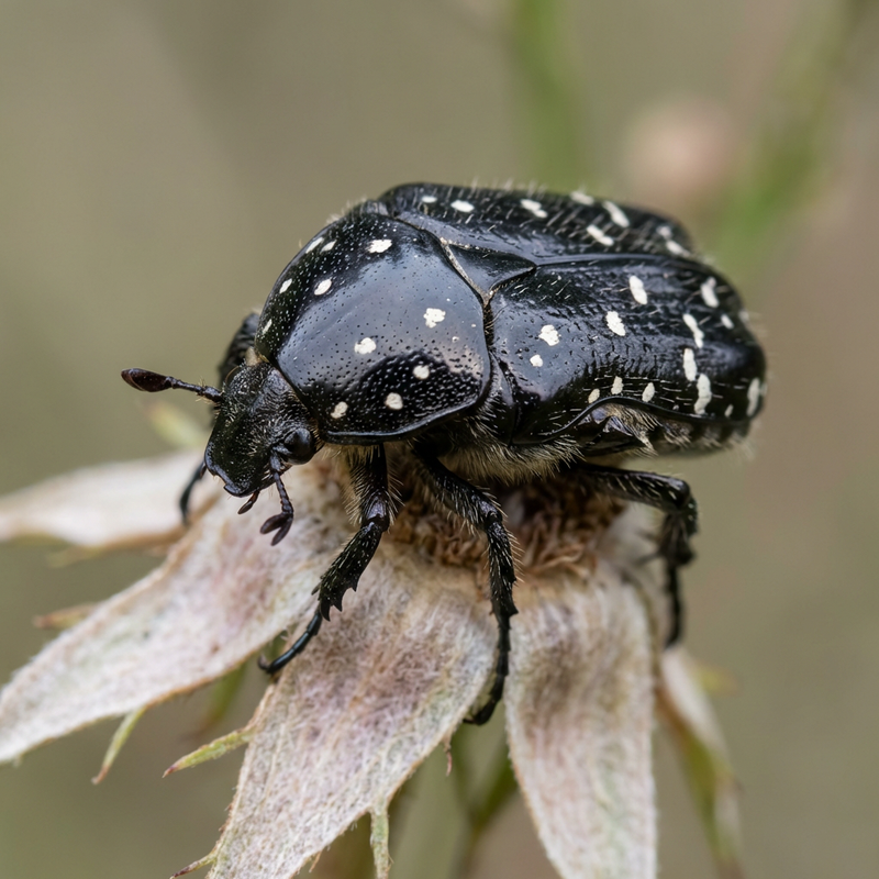 Trauer-Rosenkäfer (Oxythyrea funesta), KI-Illustration
