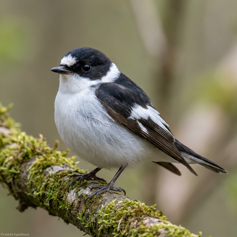 Trauerschnäpper (Ficedula hypoleuca), KI-Illustration