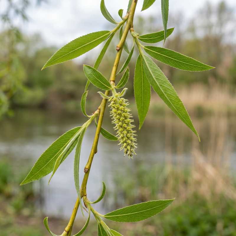 Trauerweide (Salix babylonica), KI-Illustration