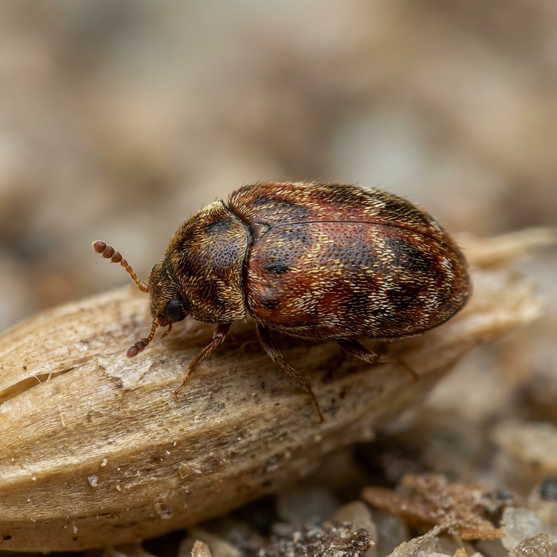 Bunter Teppichkäfer (Trogoderma variabilis), KI-Illustration