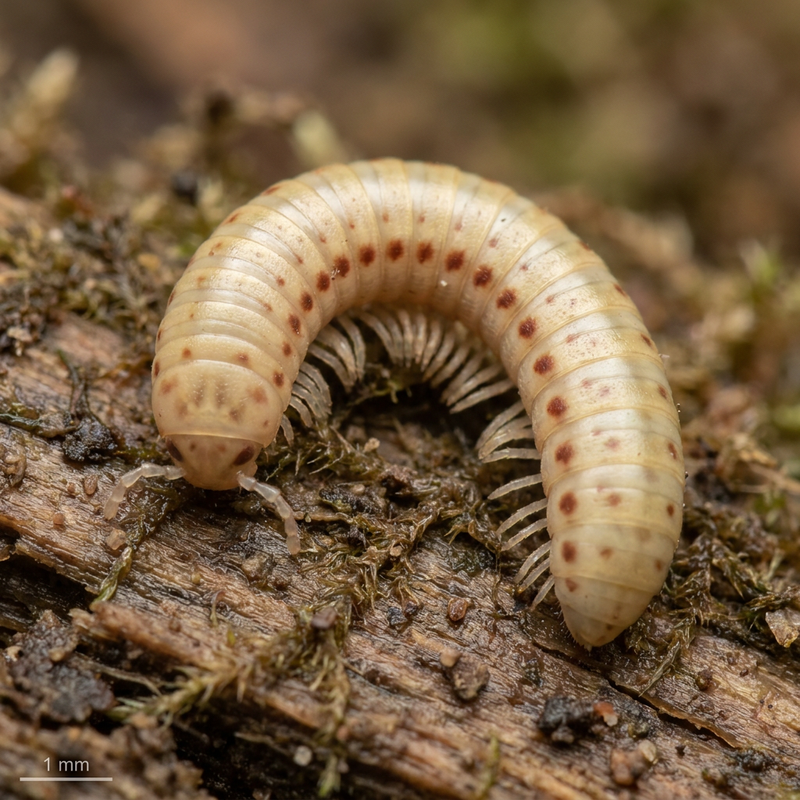 Tüpfeltausendfuß (Blaniulus guttulatus), KI-Illustration