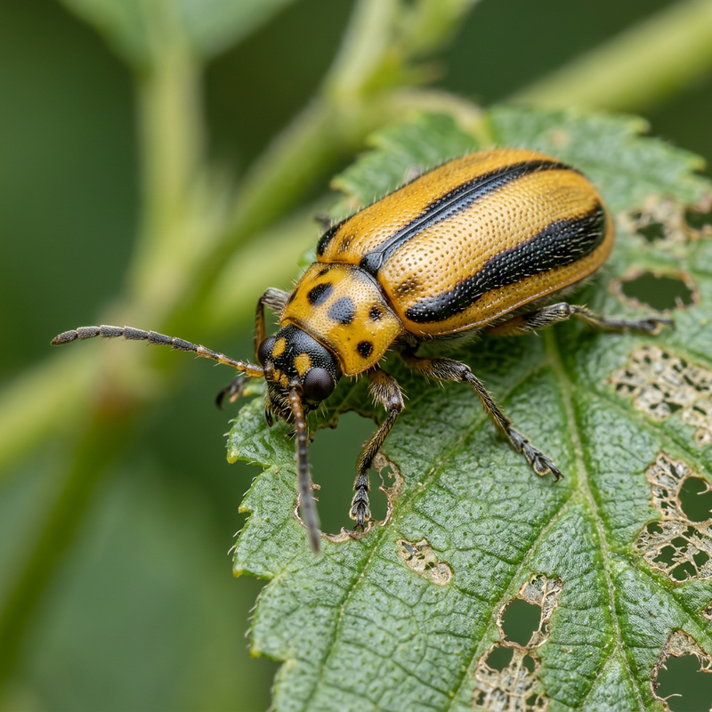 Ulmenblattkäfer (Xanthogaleruca luteola), KI-Illustration