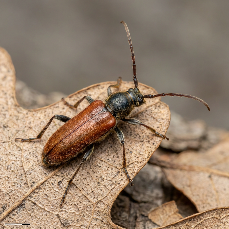 Veränderlicher Scheibenbock (Phymatodes testaceus), KI-Illustration