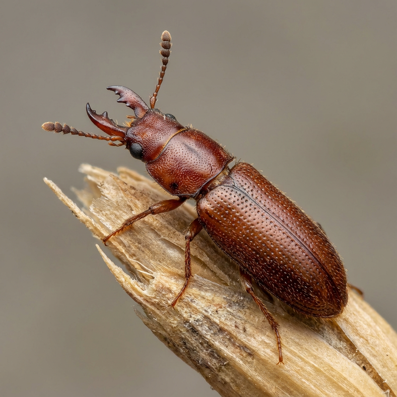 Vierhornkäfer (Gnathocerus cornutus), KI-Illustration