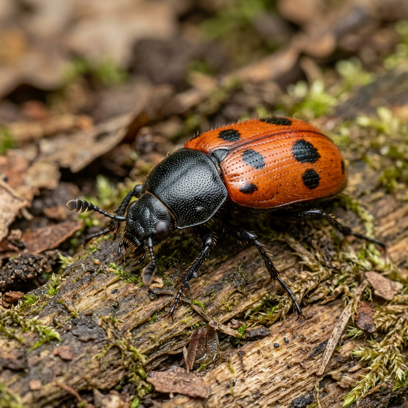 Vierpunktiger Aaskäfer (Dendroxena quadrimaculata), KI-Illustration