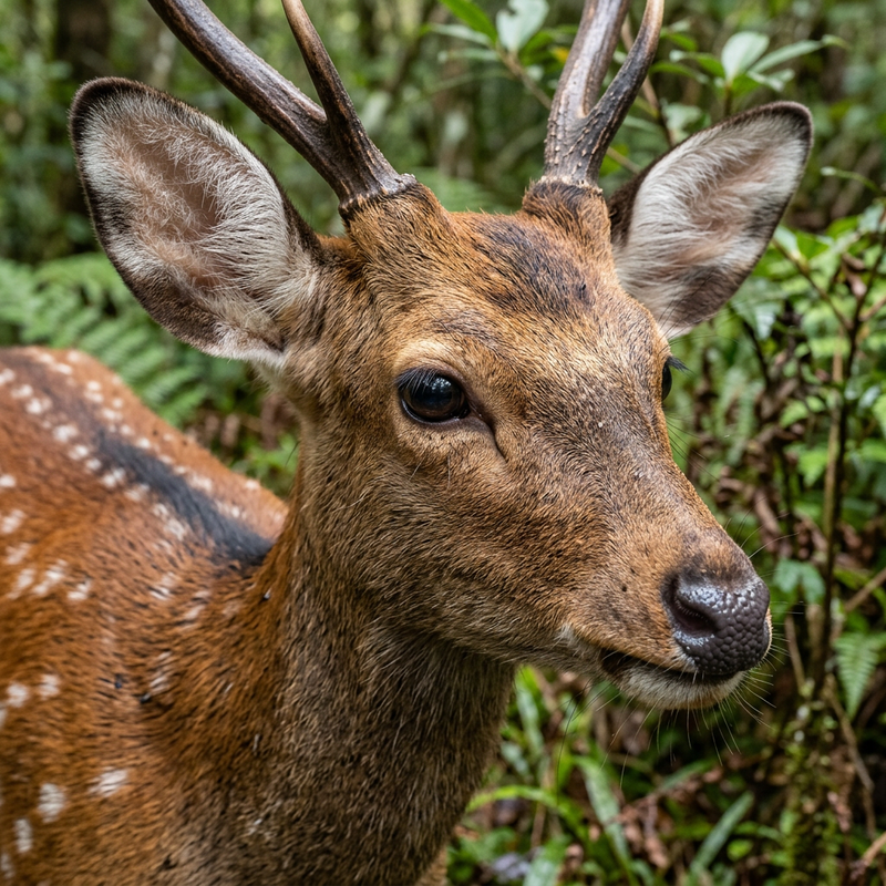 Vietnam-Sikahirsch (Cervus nippon pseudaxis), KI-Illustration