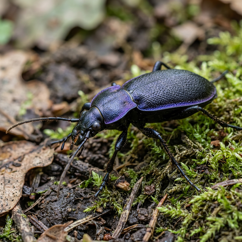 Violetter Laufkäfer (Carabus violaceus), KI-Illustration