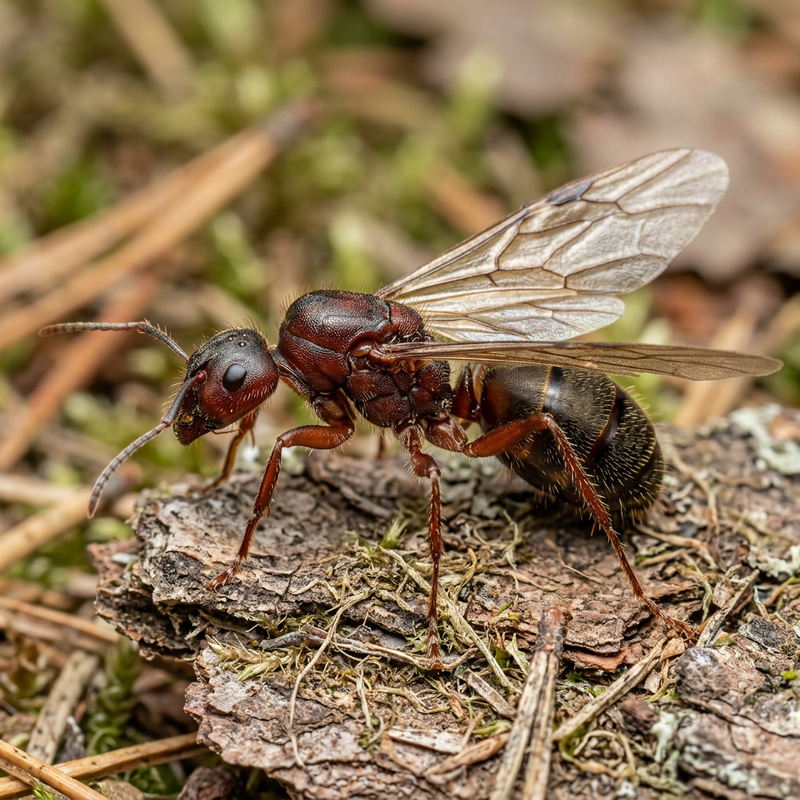 Waldameise (geflügelte Königin) (Formica sp.), KI-Illustration