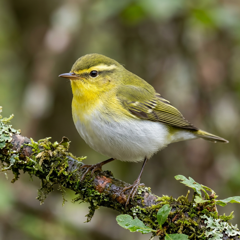 Waldlaubsänger (Phylloscopus sibillatrix), KI-Illustration