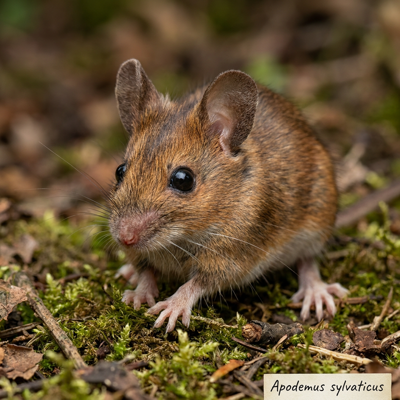 Waldmaus (Apodemus sylvaticus), KI-Illustration