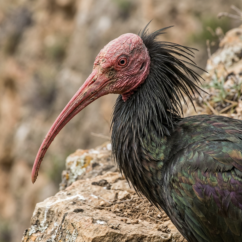 Waldrapp (Geronticus eremita), KI-Illustration