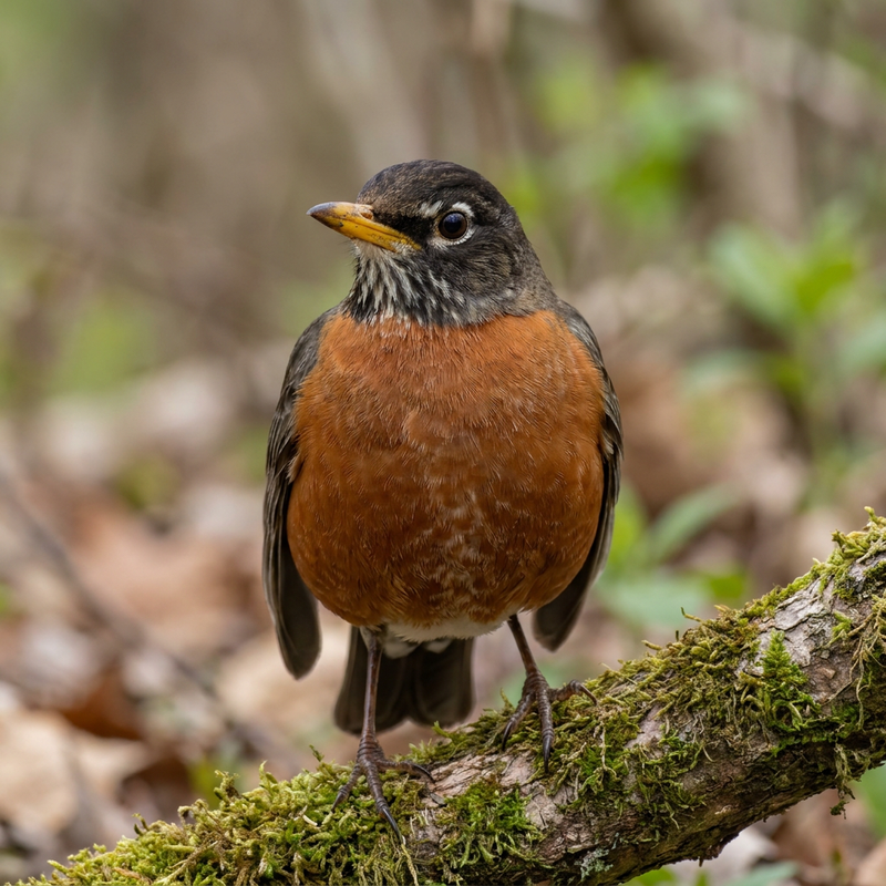 Wanderdrossel (Turdus migratorius), KI-Illustration