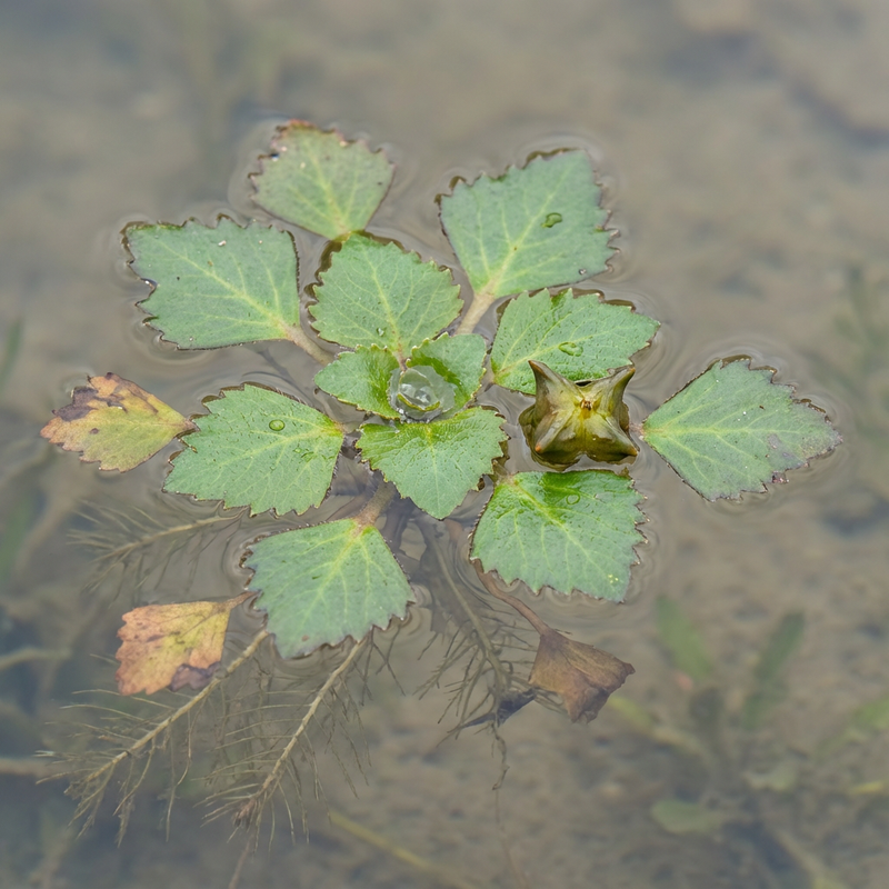 Wassernuss (Trapa natans), KI-Illustration