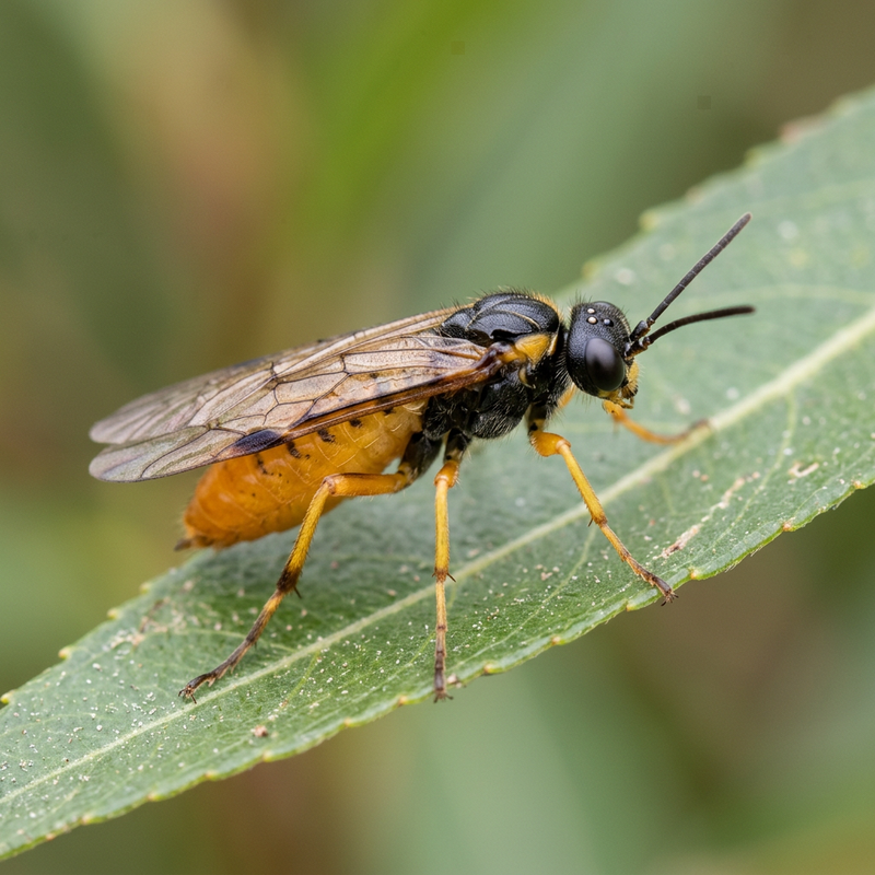 Weiden-Blattwespe (Nematus), KI-Illustration
